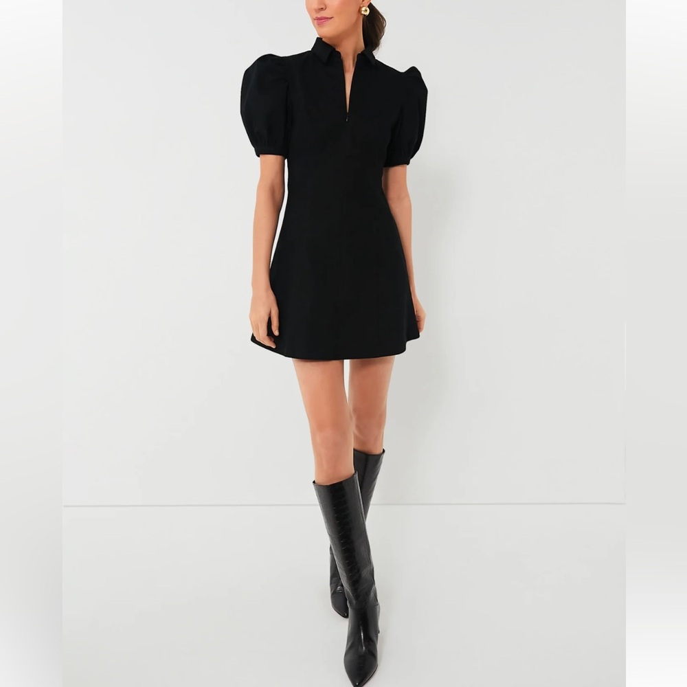 Hyacinth House Black Front Zip Stretch Denim Mini Dress NWT S
